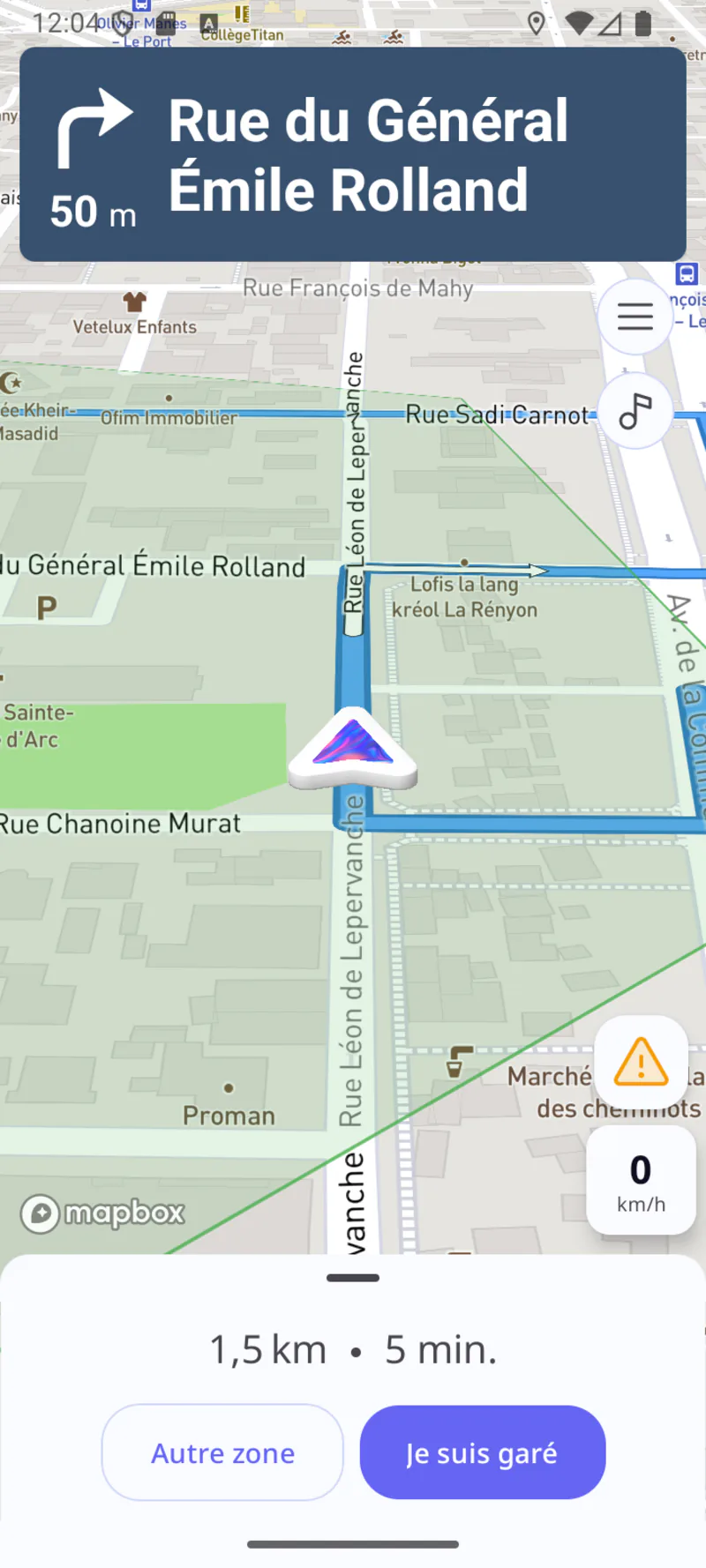 FiT Mobile — Navigation avec zones de prédiction de parking